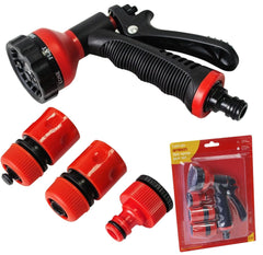 Amtech 5pc Garden Hose Connector Set Spray Gun Water Sprayer And Pipe Fittings