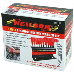 Neilsen 10pc Long Imperial Hex Allen key Wrench Set 3/32" - 3/8" T Handle Keys