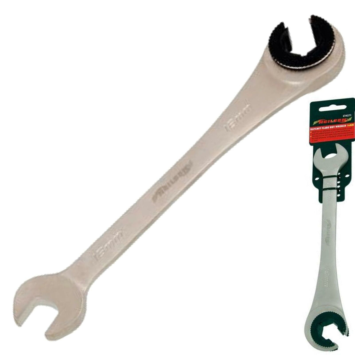 Neilsen 16mm Flare Nut Wrench Ratchet & Standard Open Ended Brake Pipe Spanner