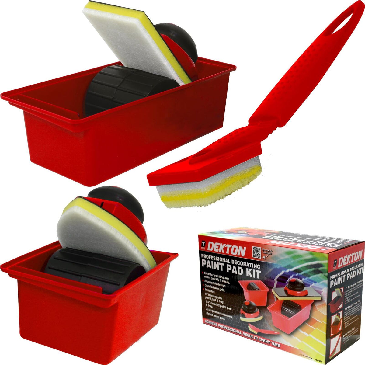 Dekton 7pc Paint Pad Wall Painting Decorating Tray Corner Sponge Roller Kit Set