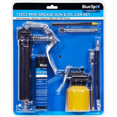 BlueSpot Manual Mini Grease Gun Lever Pistol Grip 120cc Cartridge & Oil Can Set