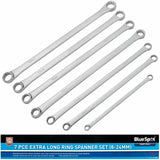 BlueSpot 7pc Extra Long Ring Spanner Set Aviation Double Ended Wrench 8 - 24mm