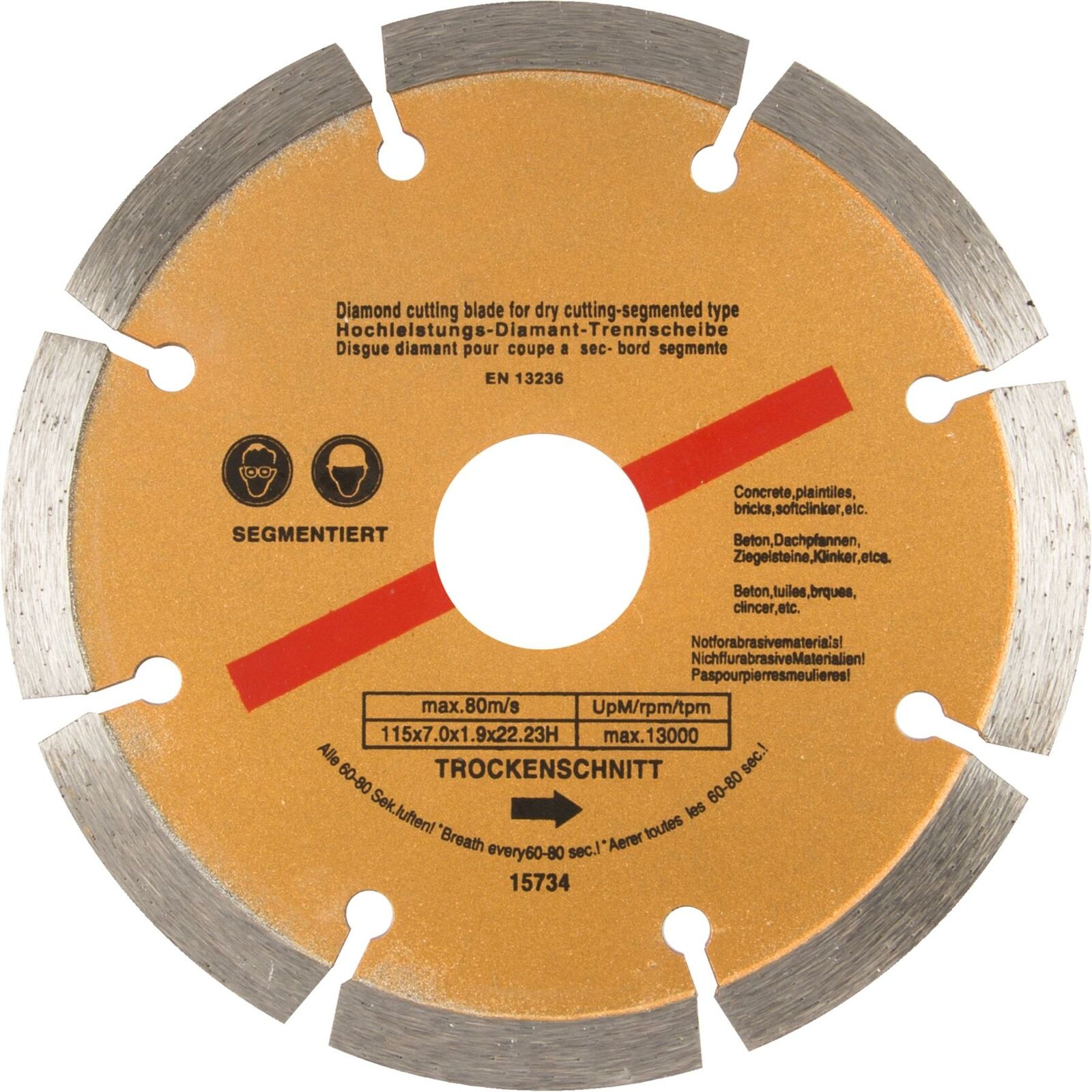 BlueSpot Segmented Diamond Cutting Blade Disc Gold Dry 115mm 4.5"