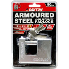 Dekton High Security 80mm Armored Steel Padlock Steel Shackle 3 Keys