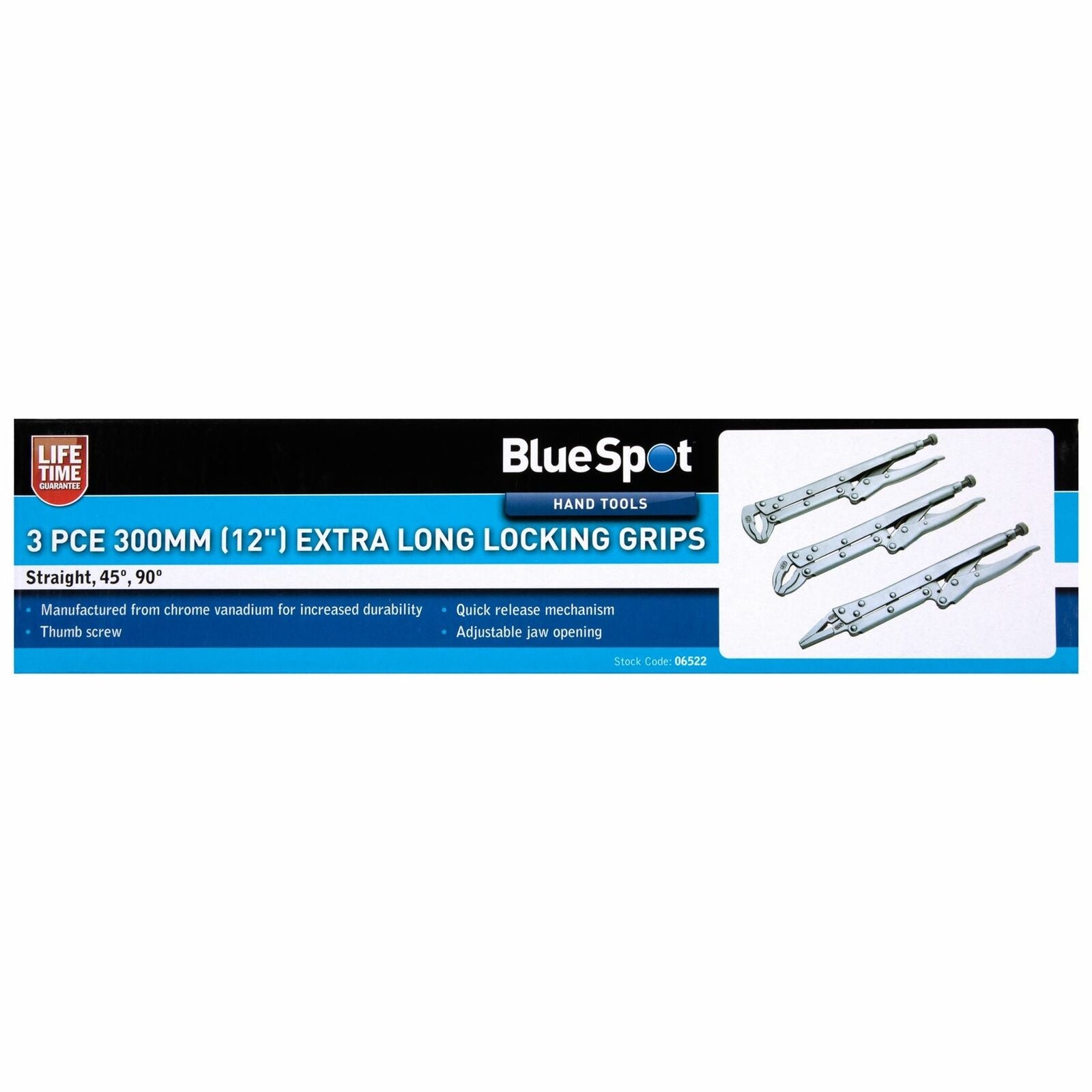 BlueSpot Extra Long Locking Pliers Set Straight Bent Nose Mole Grips Pliers