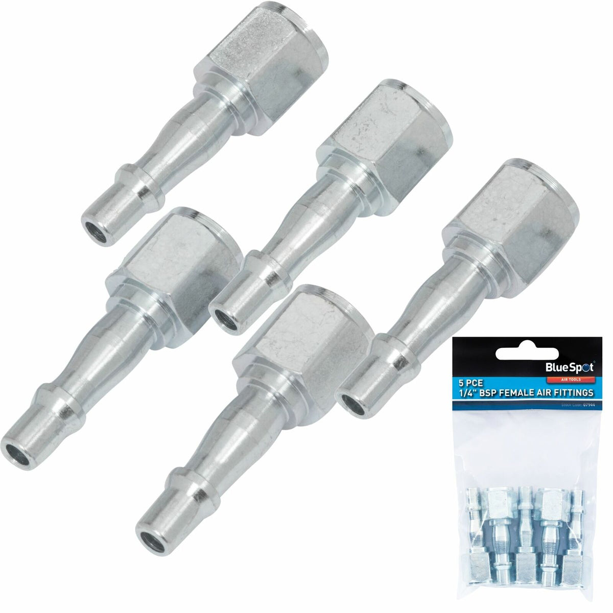 BlueSpot 5pc Air Line Fittings Hose Compressor Bayonet Connector 1/4" BSP Female