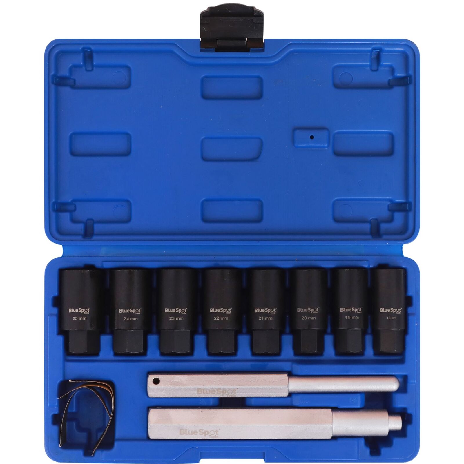 BlueSpot 10pc Locking Wheel Nut Remover 18 - 25mm Emergency Nut Socket Set