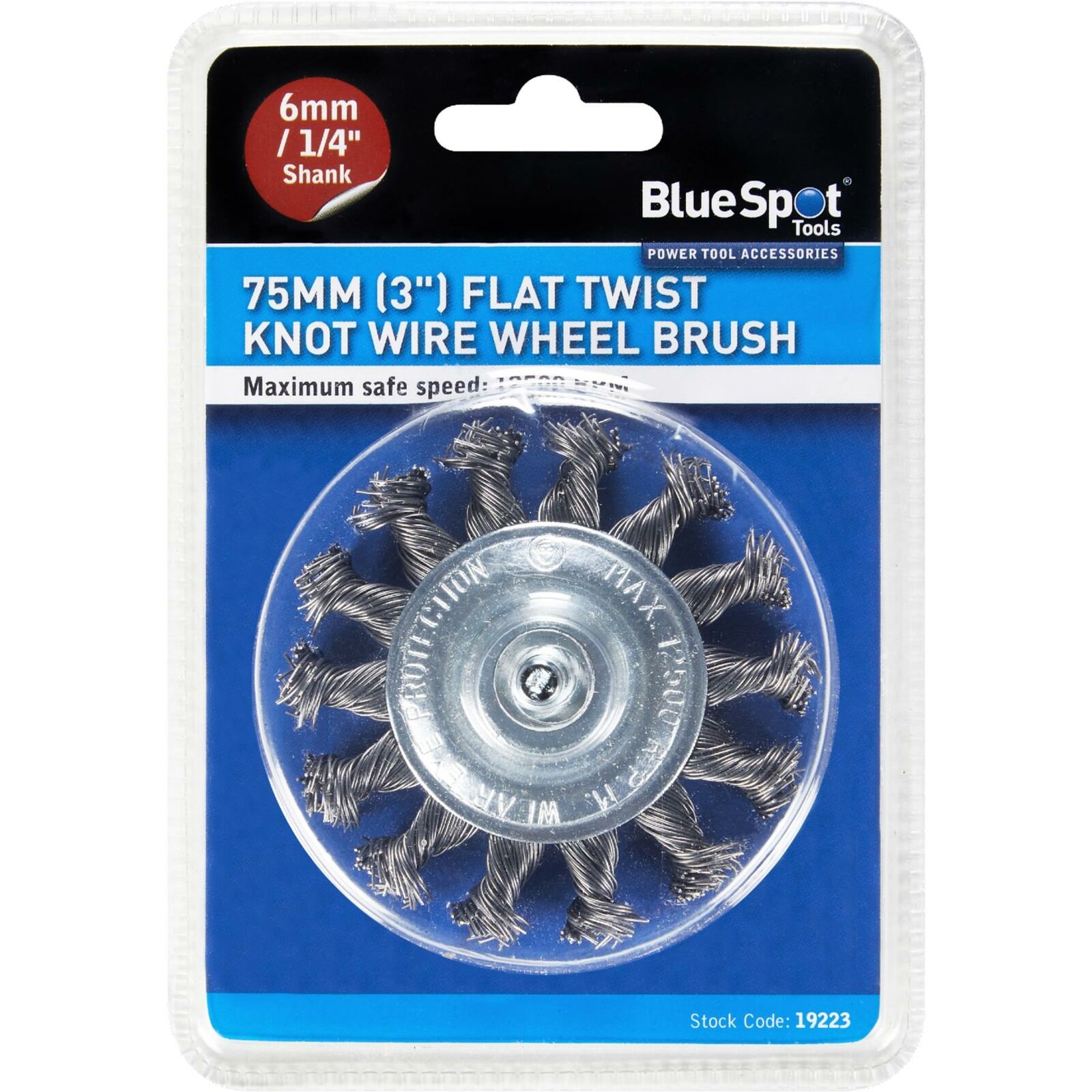 BlueSpot Twist Knot Wire Wheel Flat Brush Rust Paint Removal 75mm 3"