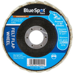 BlueSpot Flap Felt Disc Polishing Angle Grinder Buffing Wheel Metal 115mm 4 1/2"