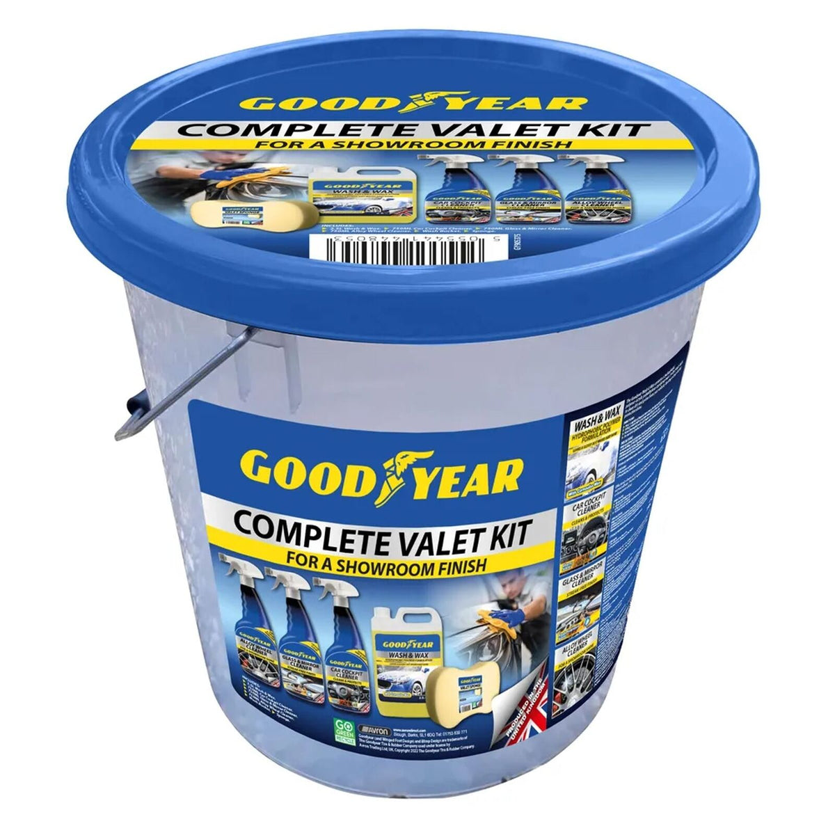 Goodyear Complete Car Cleaning Clearer Spray Sponge Was And Wax Kit With Bucket