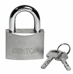 Dekton Satin Nickel Security Padlock Steel Shackle 3 Keys 30, 40 Or 50mm Lock