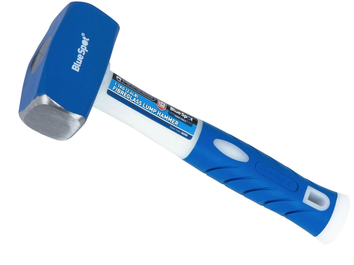 BlueSpot 2.4lb Club Lump Hammer Hardened Steel Head Fibreglass Grip Handle 1.1Kg