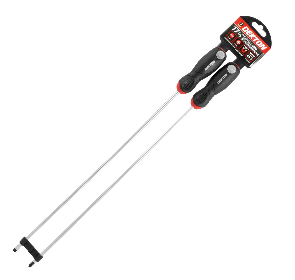 Dekton 2pc PZ2 & Flat Head Extra Long Screwdriver Set 450mm with Magnetic Tip