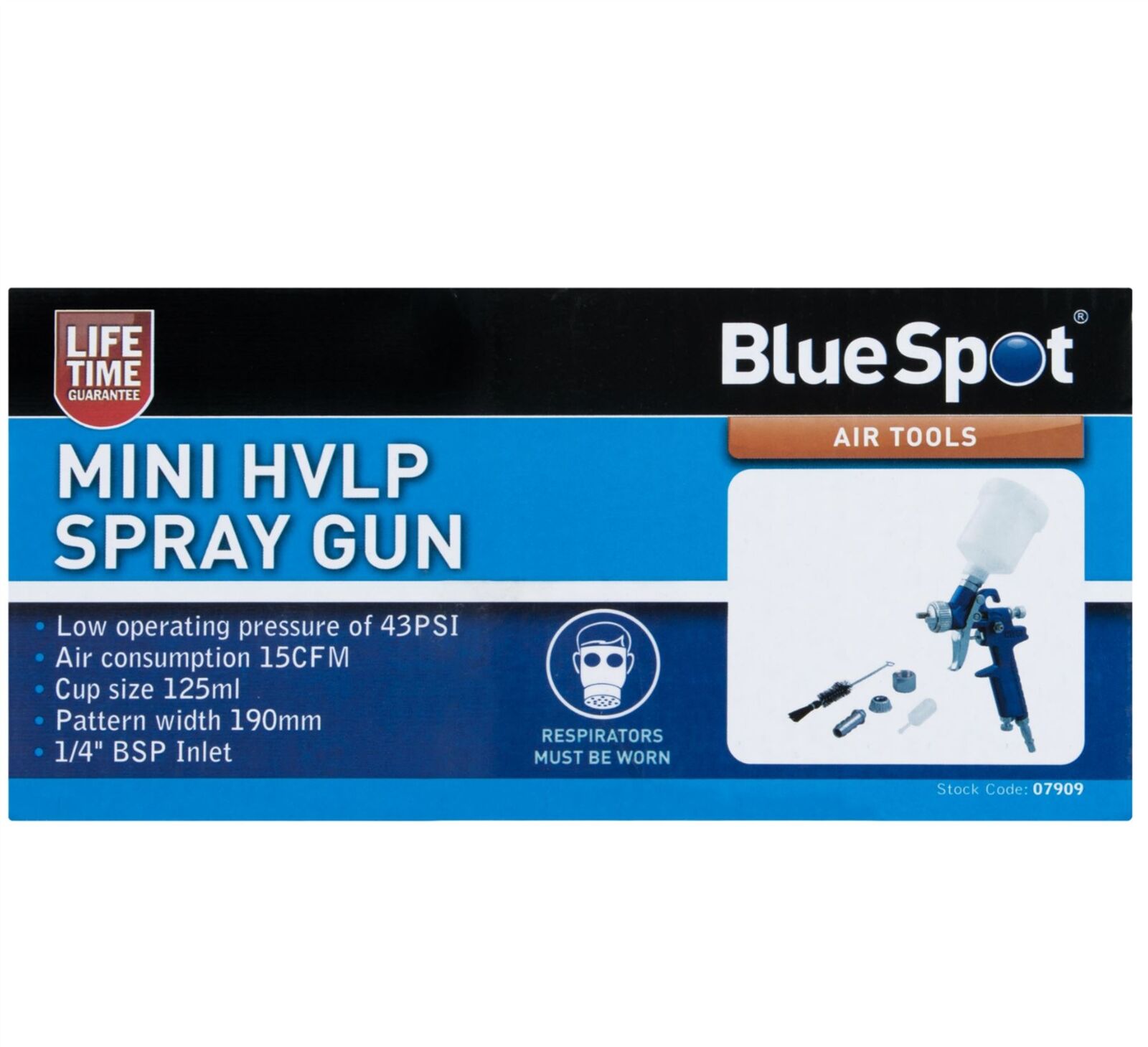 Bluespot Mini Touch Up HVLP Gravity Feed Spray Gun 125ml Cup With 0.8mm Nozzle