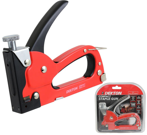 Dekton Metal Compact Hand Staple Gun Tool 100 Staples Upholstery Carpet Padding