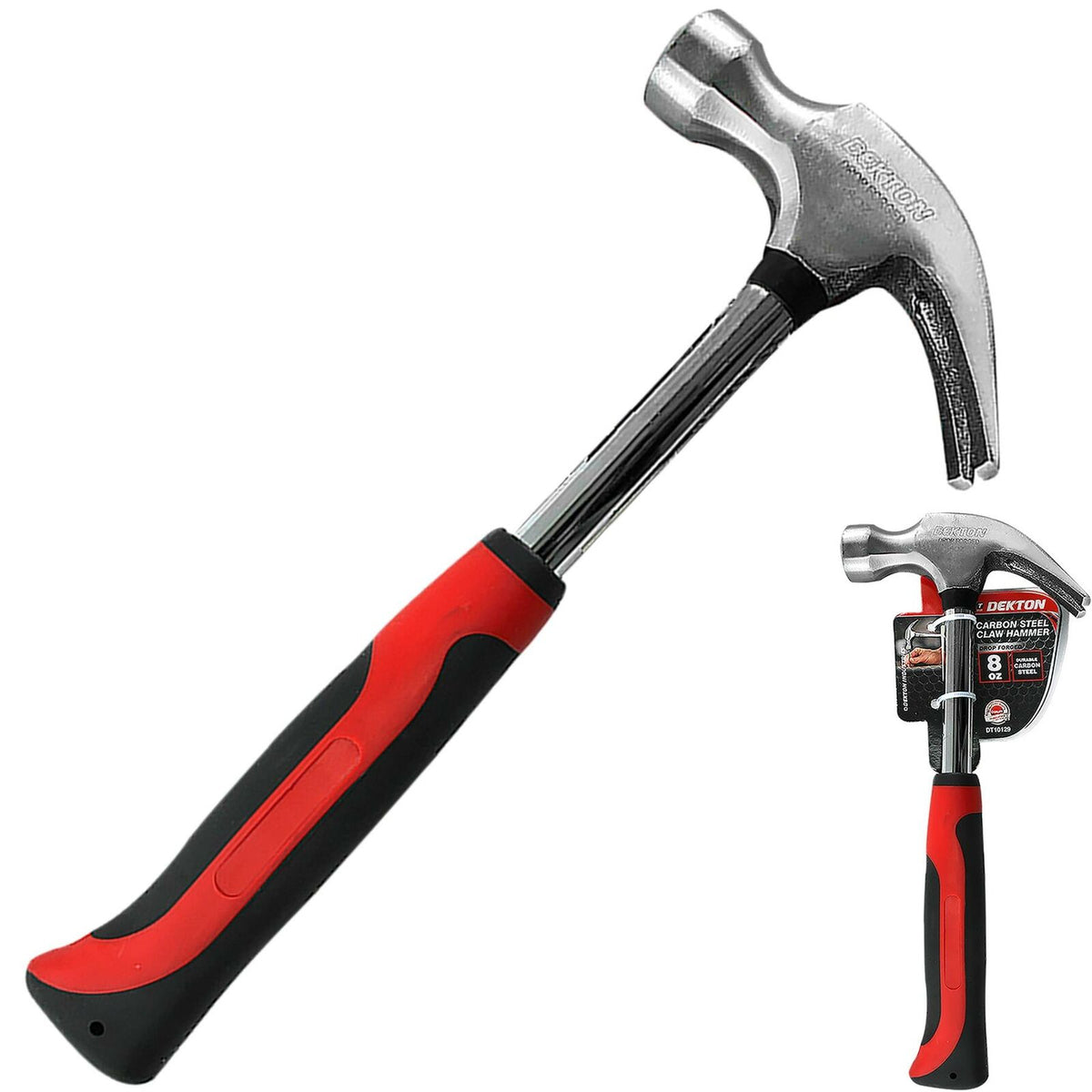 Dekton 8oz Claw Hammer Rubber Grip Handel Hardened Steel Tack Small Lightweight