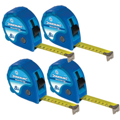 Silverline 4 Pack Of 8m Tape Measure Imperial Metric Scale Dual Lock 26ft