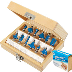 Silverline 12pc TCT Edge Cutting Router Bits 8mm Shank Grooving Rounding Bit Set