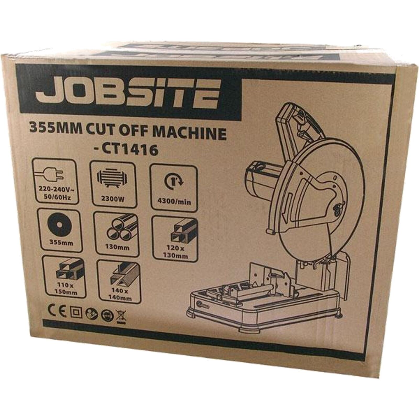 Jobsite 355mm Disc Electric Cut Off Chop Drop Saw Cutting Machine Metal 2300W