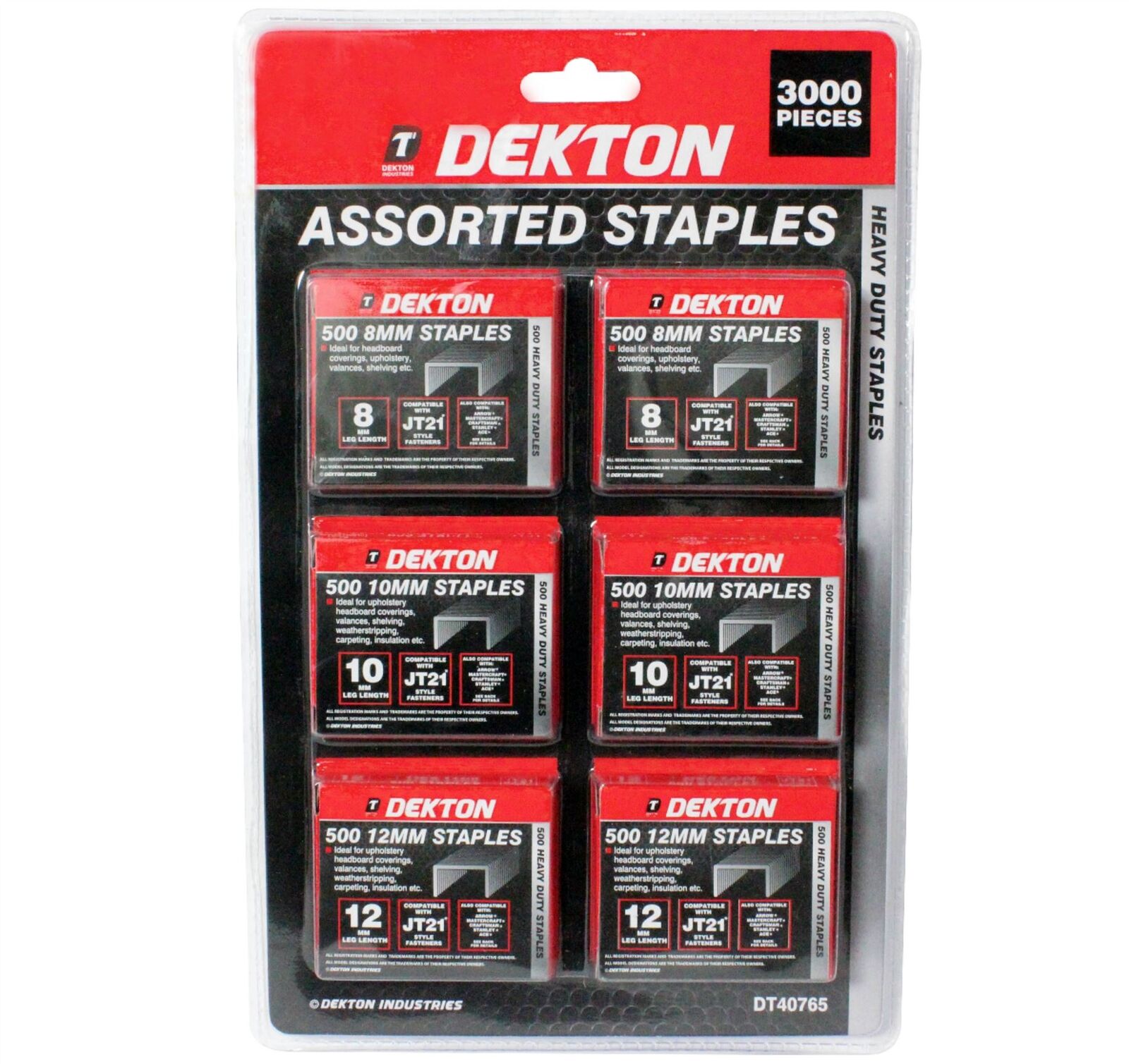 Dekton 3000 X Stapler Gun Refills 8mm,10mm & 12mm Staples Fabric Wood Tacker