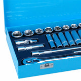 Bluespot 28pc Metric Standard & Deep Socket Set 3/8" Drive Ratchet 8mm - 24mm