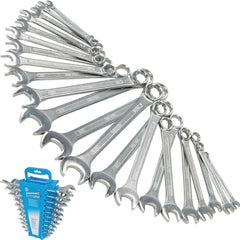 Silverline 22pc Polished Combination Spanner Wrench Set 6mm - 19mm 1/4" - 7/8"