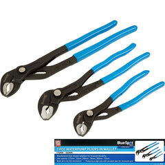 BlueSpot 3pc Plumbers Adjustable Waterpump Pipe Wrench Pliers 175mm - 300mm