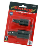 Neilsen 2pc Universal Joint Impact Socket Wobble Extension Adaptor 1/2" 3/8" Set