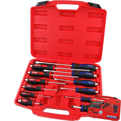 Neilsen 12pc Soft Grip Hex Pozi Flat Slotted Magnetic Go Through Screwdriver Set