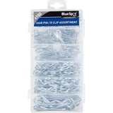 BlueSpot 120pc Assorted DIY Workshop Storage Automotive Hair Pin And R Clip Set