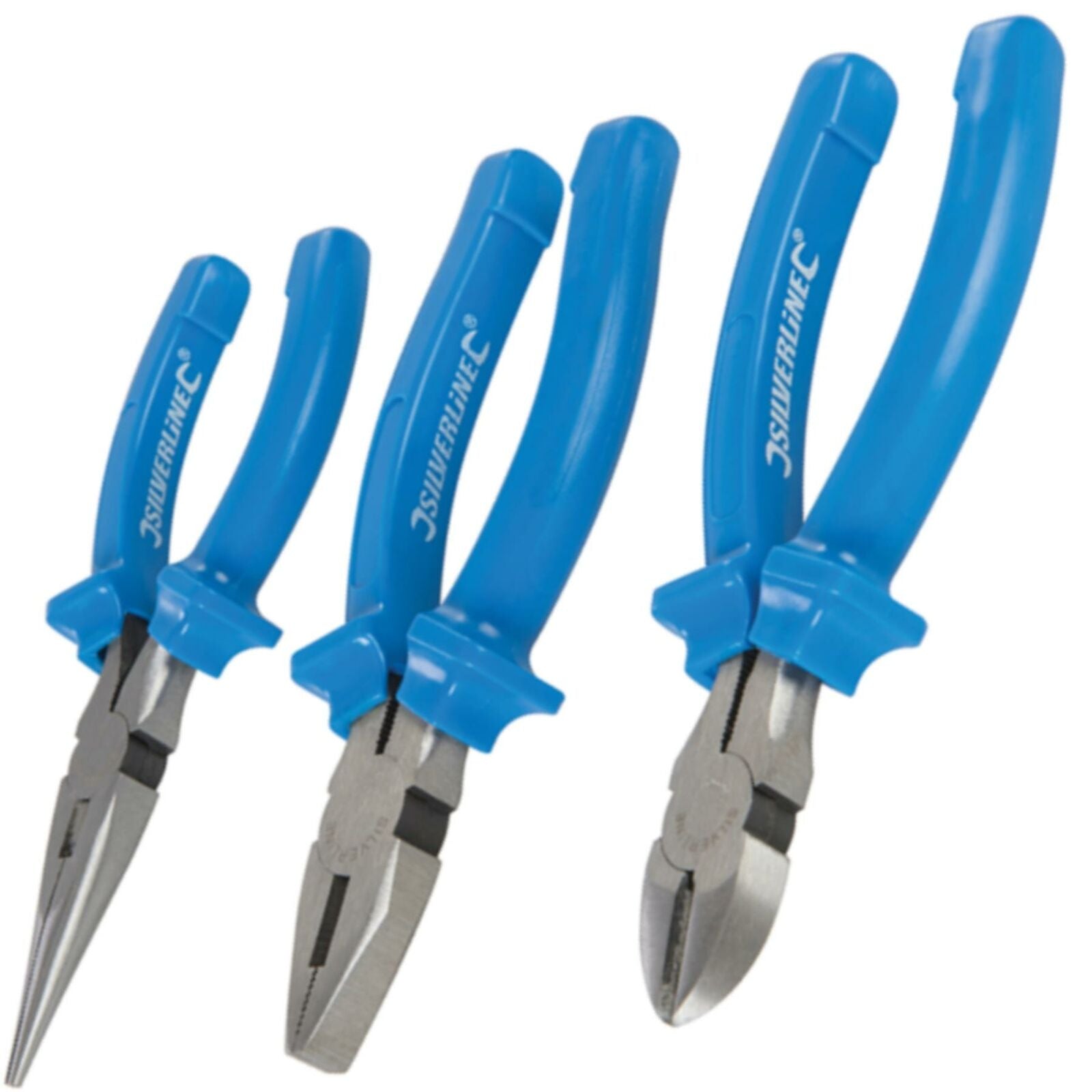 Silverline 3pc Combination Long Nose Side Cutters Pliers Plier Set 160mm