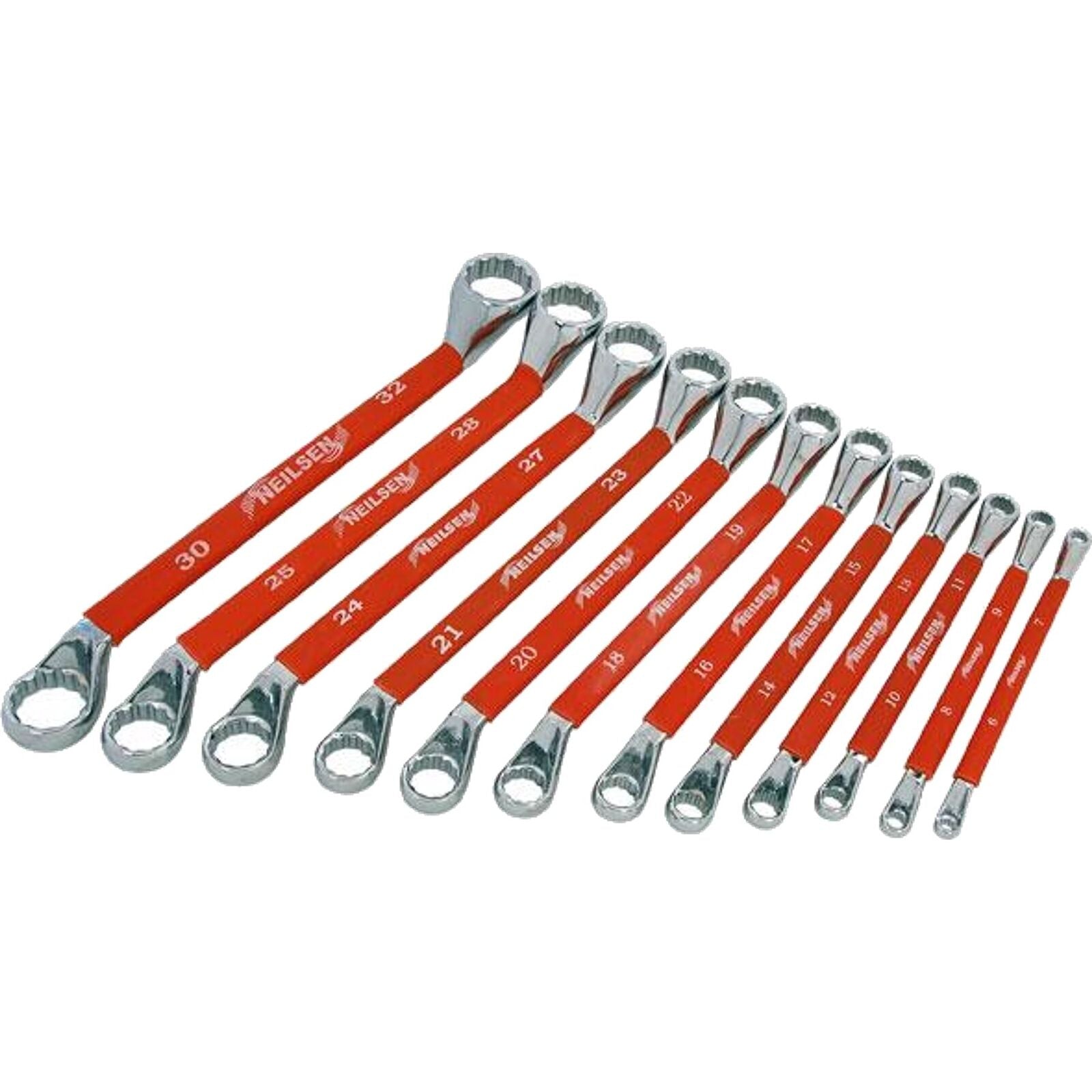 Neilsen 12pc Soft Grip Double Offset Ring Spanner Set Metric Wrench Spanners