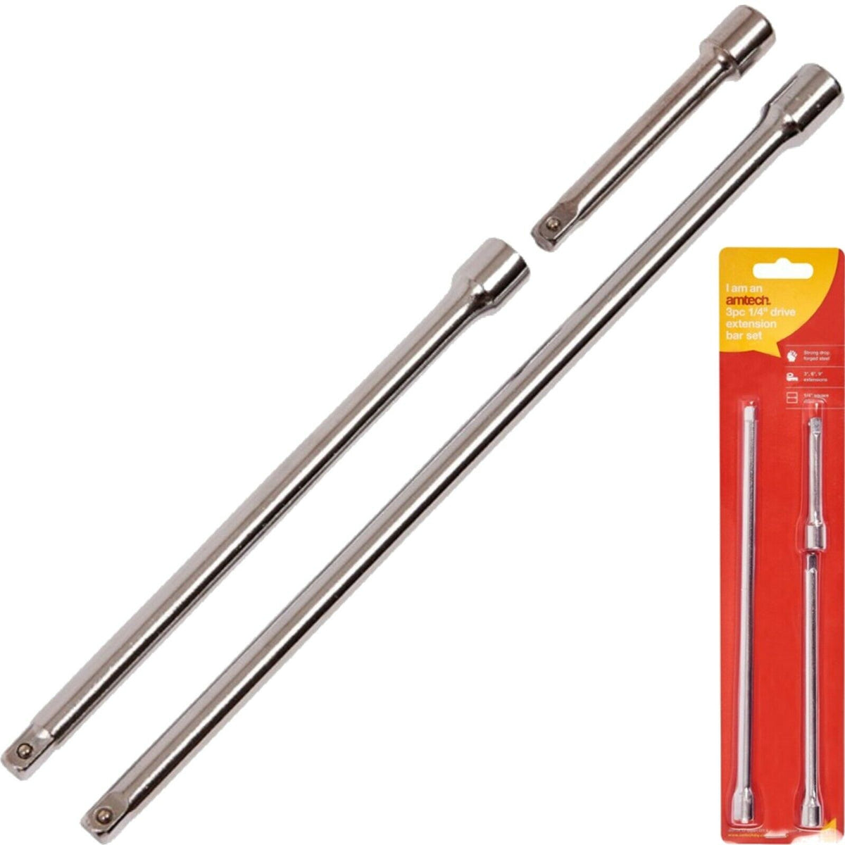 Amtech 3 Piece Socket Extension Bar Set 1/4" Drive