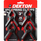 Dekton Spring Quick-Grip Wood Work Carpentry Plastic Clamp 3" 35mm Jaw 4pc