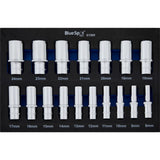 Bluespot 17pc 3/8" Metric Long Reach Deep Sockets 8-24mm In Eva Foam Set