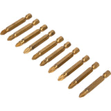 BlueSpot Titanium Bit Set Drill Driver Screwdriver Bits 50mm PZ2 Pozi S2 10pc