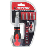 Dekton 6pc Magnetic Ratchet Handle Screwdriver Anti Slip Handle Bit Set Pz Flat