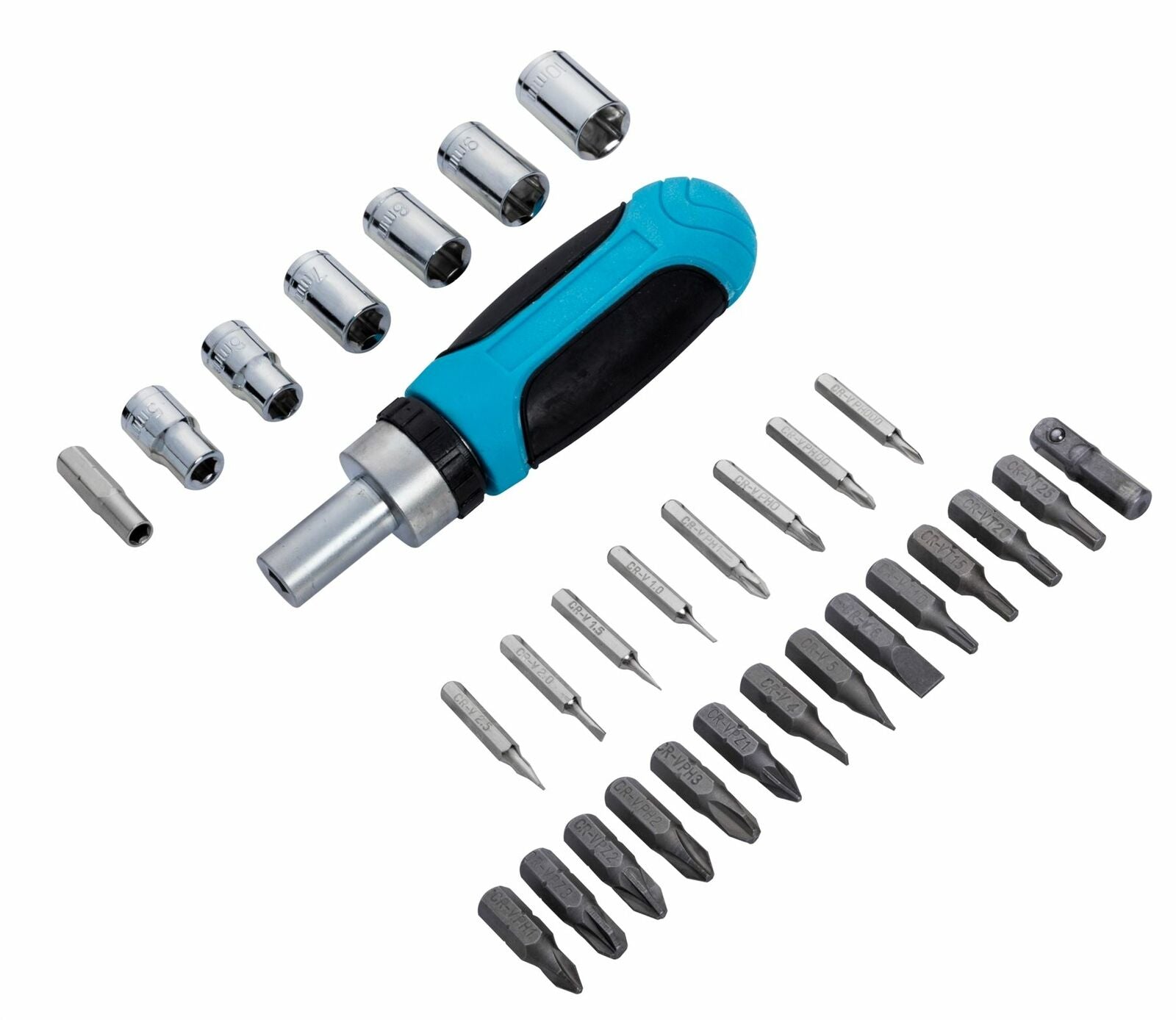 BlueSpot 30pc Ratchet Screwdriver Bit Set PH PZ SL Torx 1/4" Drive Socket Bits