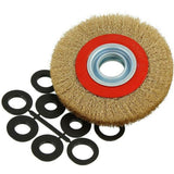 Neilsen 150mm Brass Wire Wheel Brush For Bench Grinder With 10 Adaptor Ring Set