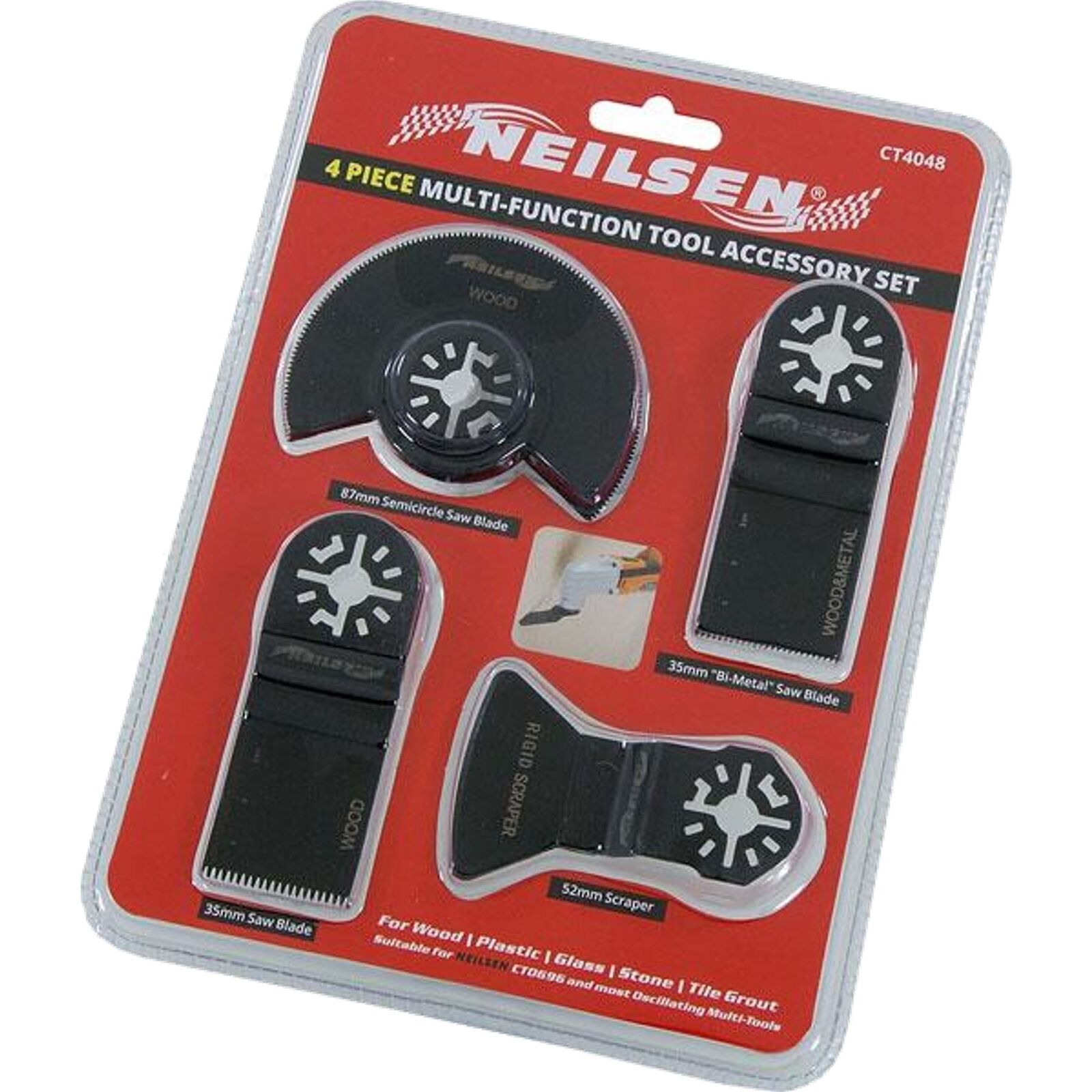 Neilsen 4pc Oscillating Multi Tool Saw Blade Set Attachment Blade Metal Wood