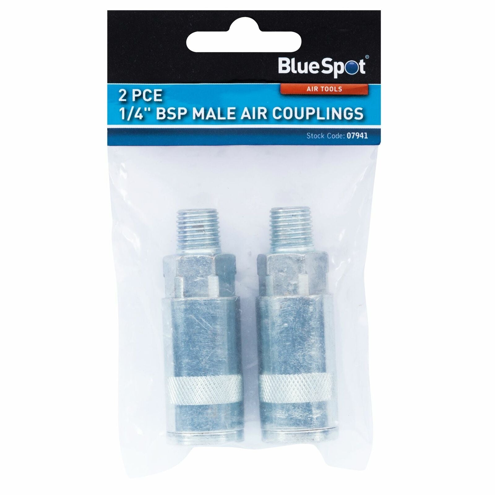 BlueSpot 2pc Air Line Fittings Hose Compressor Coupler Connector 1/4" BSP Male