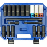 BlueSpot 18pc Deep Metric Impact Sockets Extension Bar Set 10mm - 24mm 1/2"