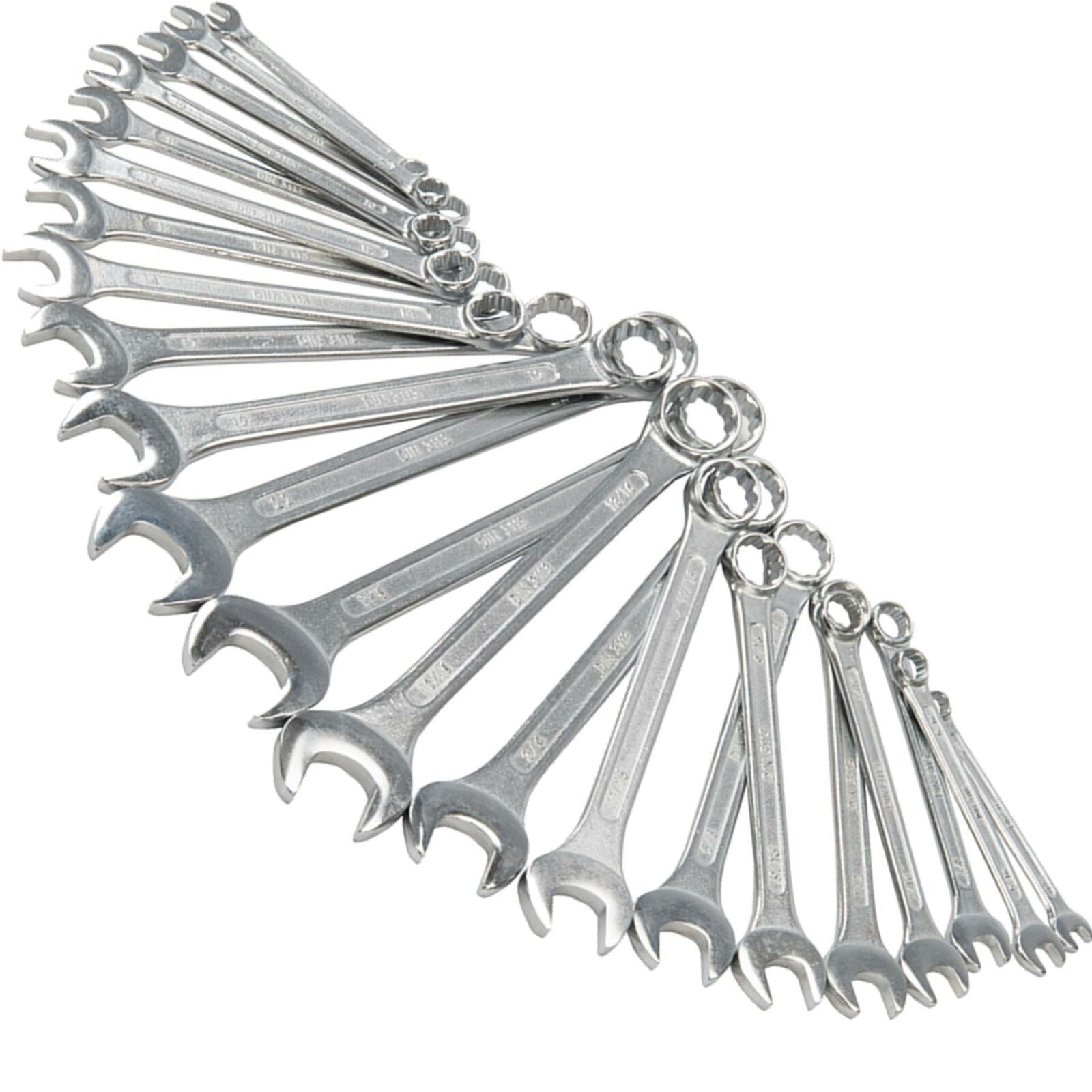 Silverline 22pc Polished Combination Spanner Wrench Set 6mm - 19mm 1/4" - 7/8"