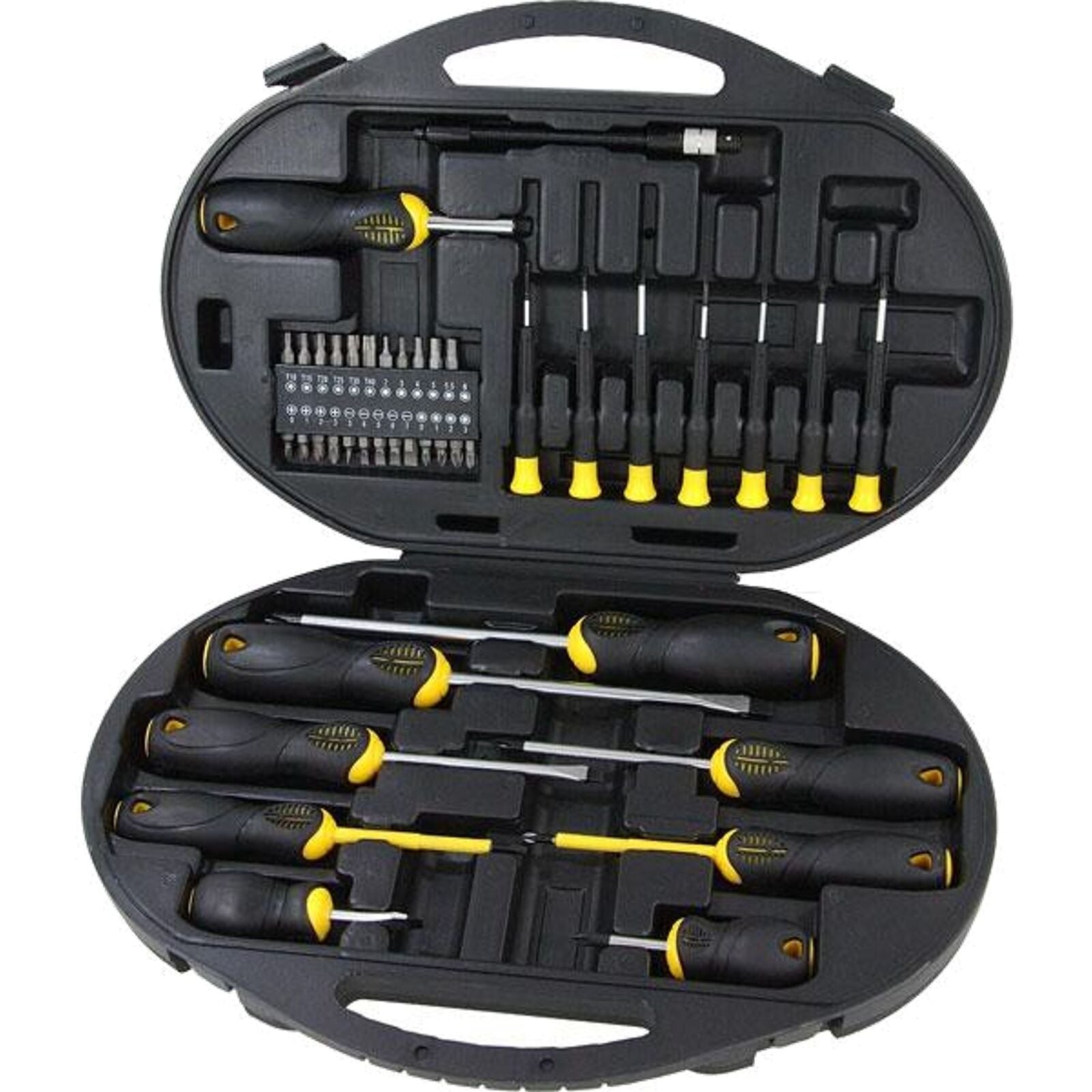 Jobsite Screwdriver Set Precision Hex Pozi Flat Slotted Magnetic Tip 42pc