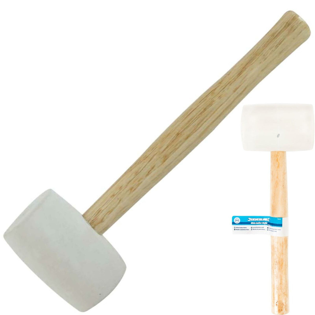 Silverline 32oz White Rubber Hammer Mallet Hardwood Shaft Grip Handle DIY