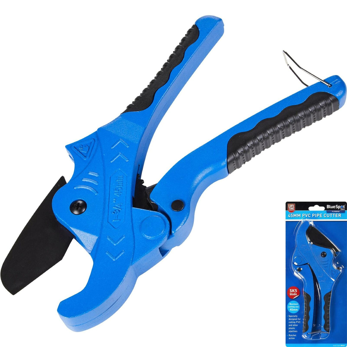 Bluespot 45mm Ratchet PVC Vinyl Plastic Tube Pipe Conduit Cutter Plumber Tool