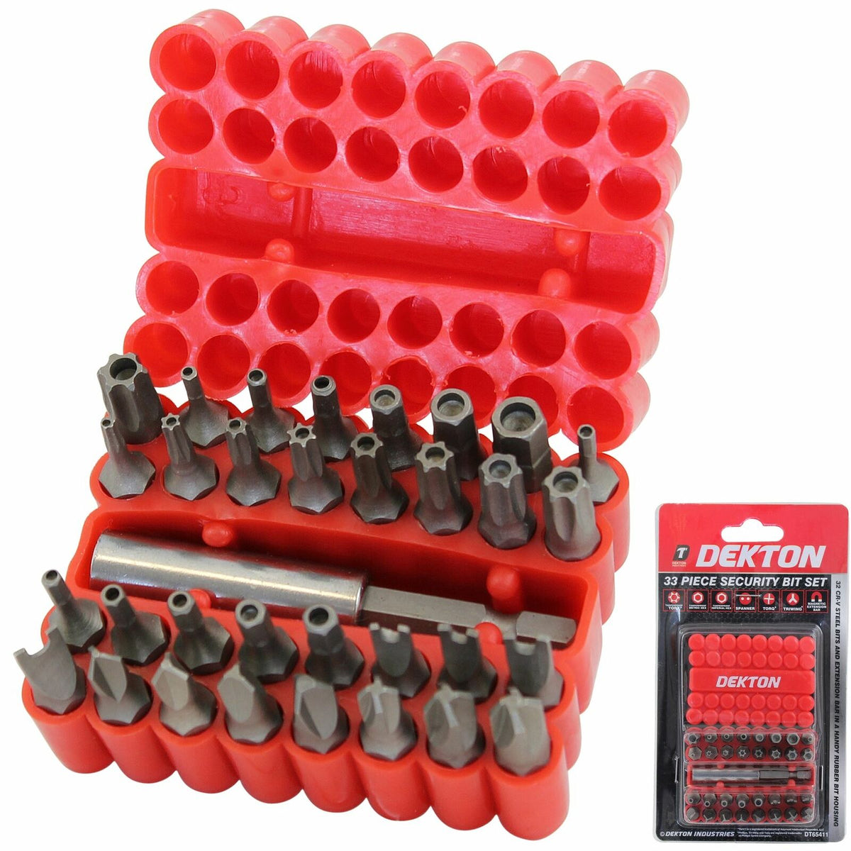 Dekton 33pc Security Screwdriver Bit Set Hex Tamper Proof Spanner Torx Star Key