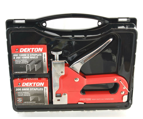 Dekton 3 In 1 Heavy Duty Staple Nail Gun Set Tacker 10 12 14mm with 600 Staples