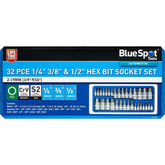 BlueSpot  Impact Allen Key Hex 1/4" 3/8" 1/2" Drive Bit Socket Set Bits 32pc