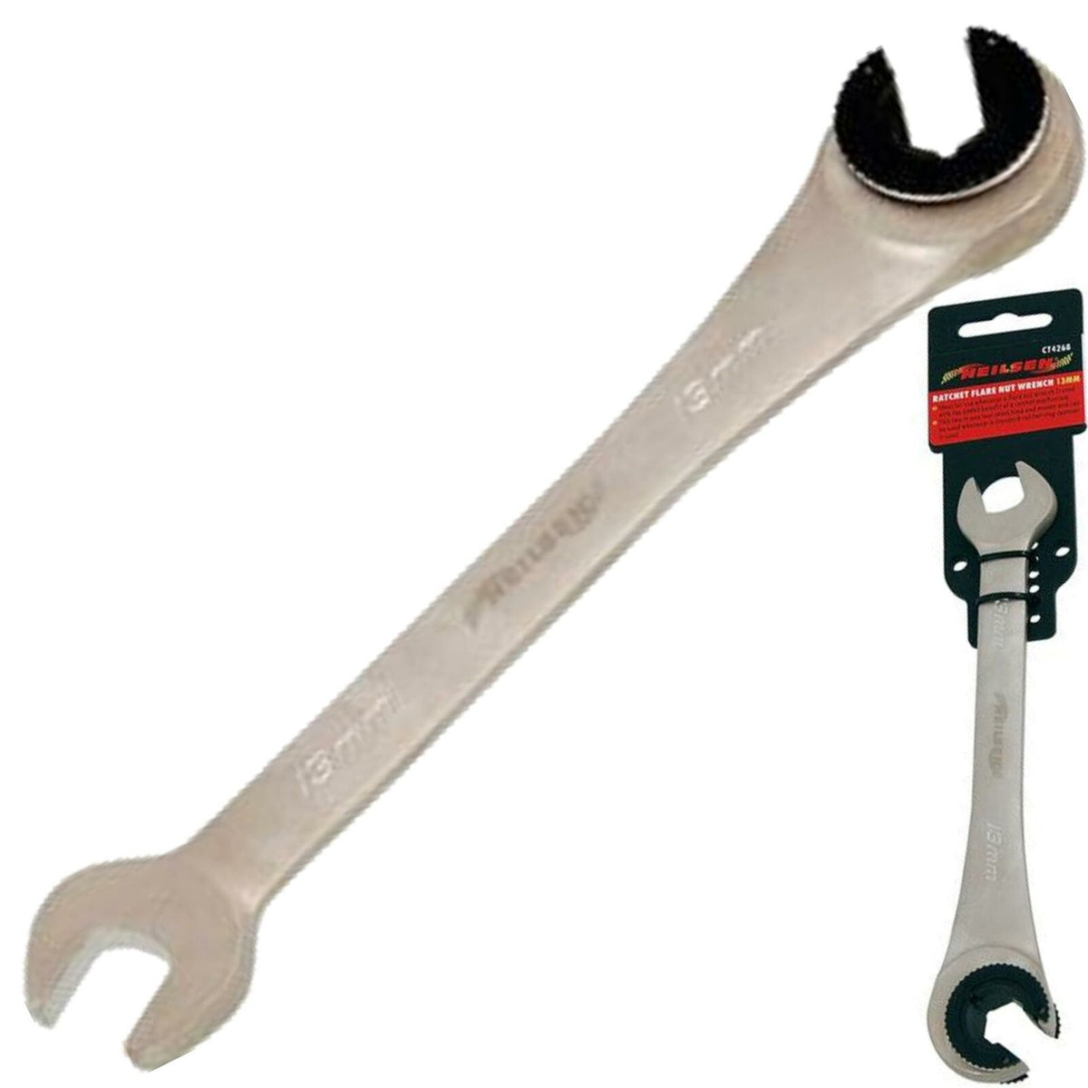 Neilsen 13mm Flare Nut Wrench Ratchet & Standard Open Ended Brake Pipe Spanner